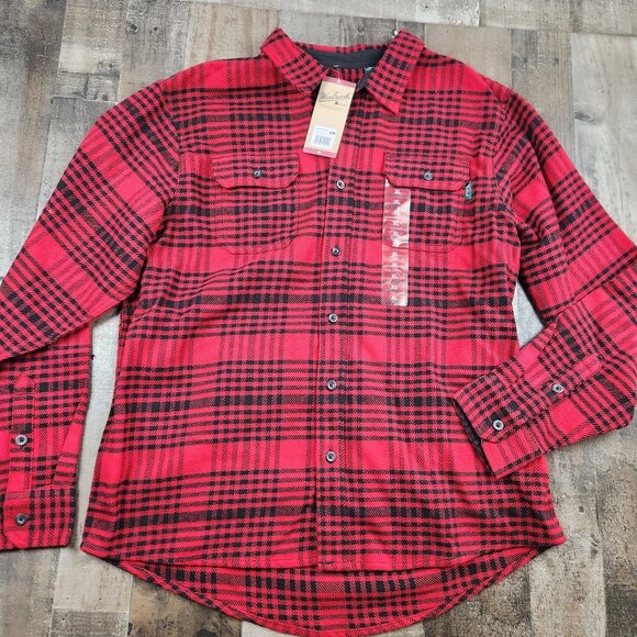 Mens Woolrich size XL Red Grid Plaid Long Sleeve Flannel Shirt - Picture 1 of 9